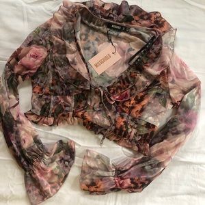 Missguided Floral Leopard Milkmaid Crop Top
